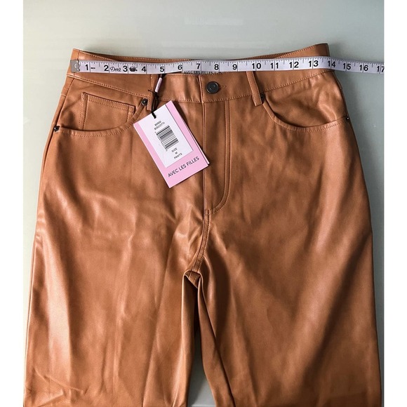 Avec Les Filles Straight Leg Faux Leather Pants in Biscotti Size M - Picture 8 of 9